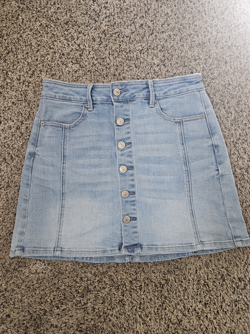 🦋American Eagle Outfitters Light Blue Button-Front Denim Mini Skirt Size 4